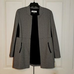 New Kasper Lightweight Jacket Womens Size 4 Petite Black/White Herringbone